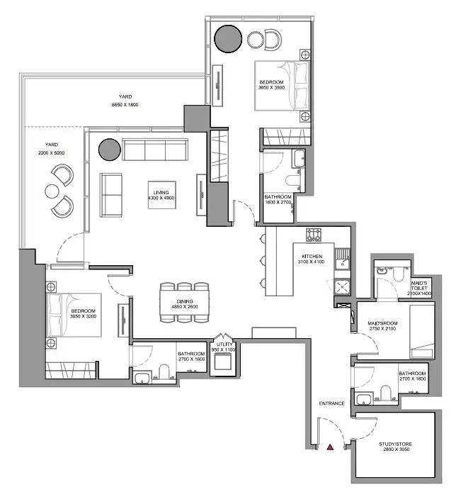2 bedroom Apartments floor plan at Skyscape