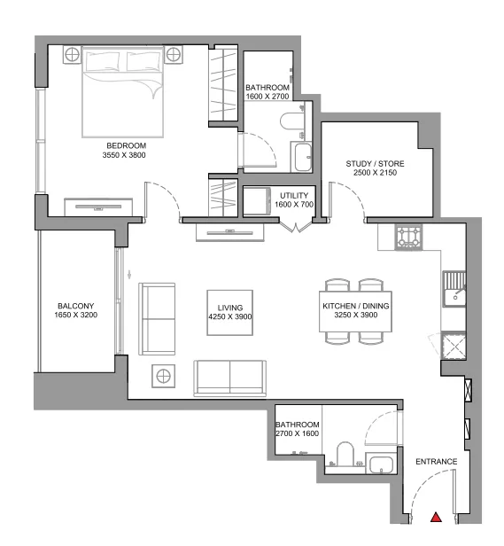 1 bedroom Apartments floor plan at Skyscape