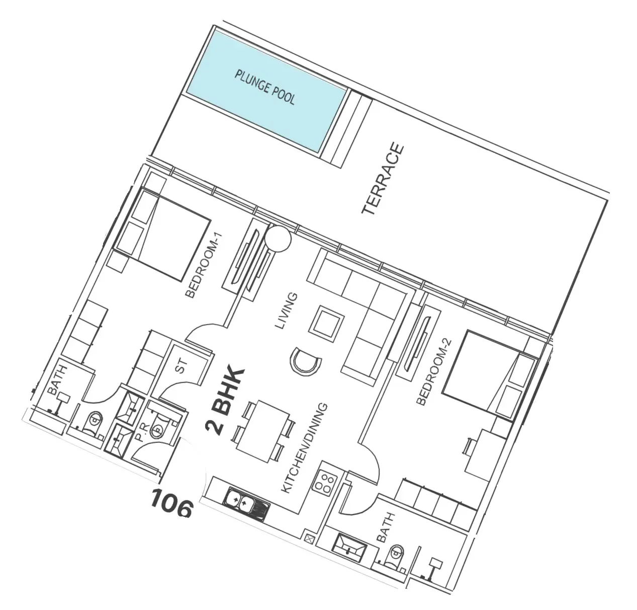 2 bedroom Apartments floor plan at Villa Del Garda