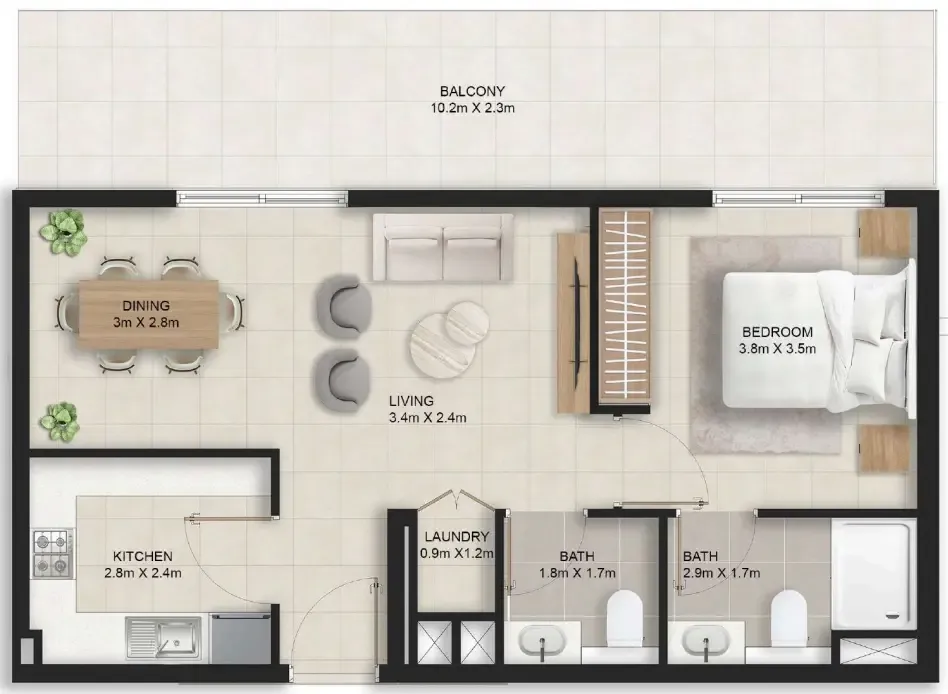 1 bedroom Apartments floor plan at Stellar Axis
