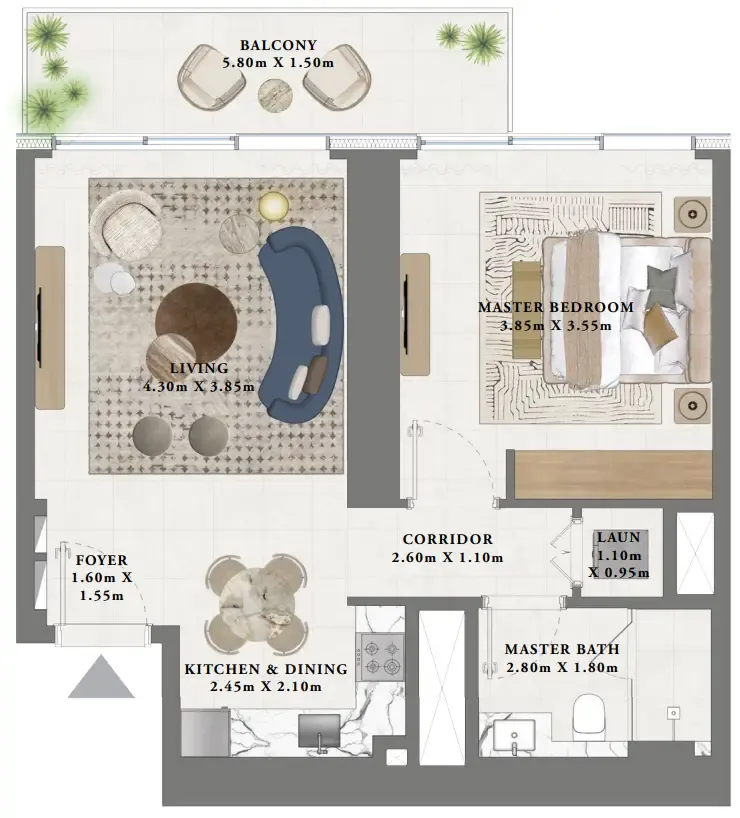 1 bedroom Apartments floor plan at Altan