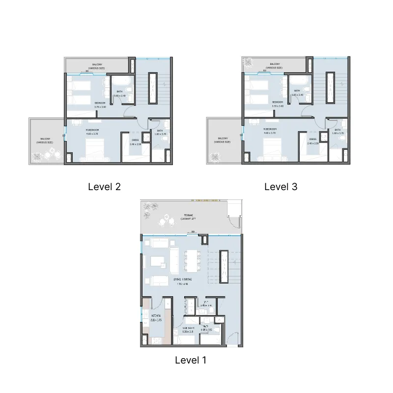 4 bedroom Townhouse floor plan at Sila