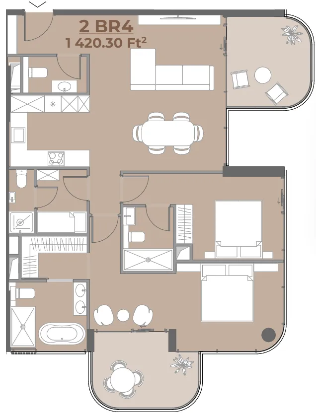 2.5 bedroom Apartments floor plan at House of WELL