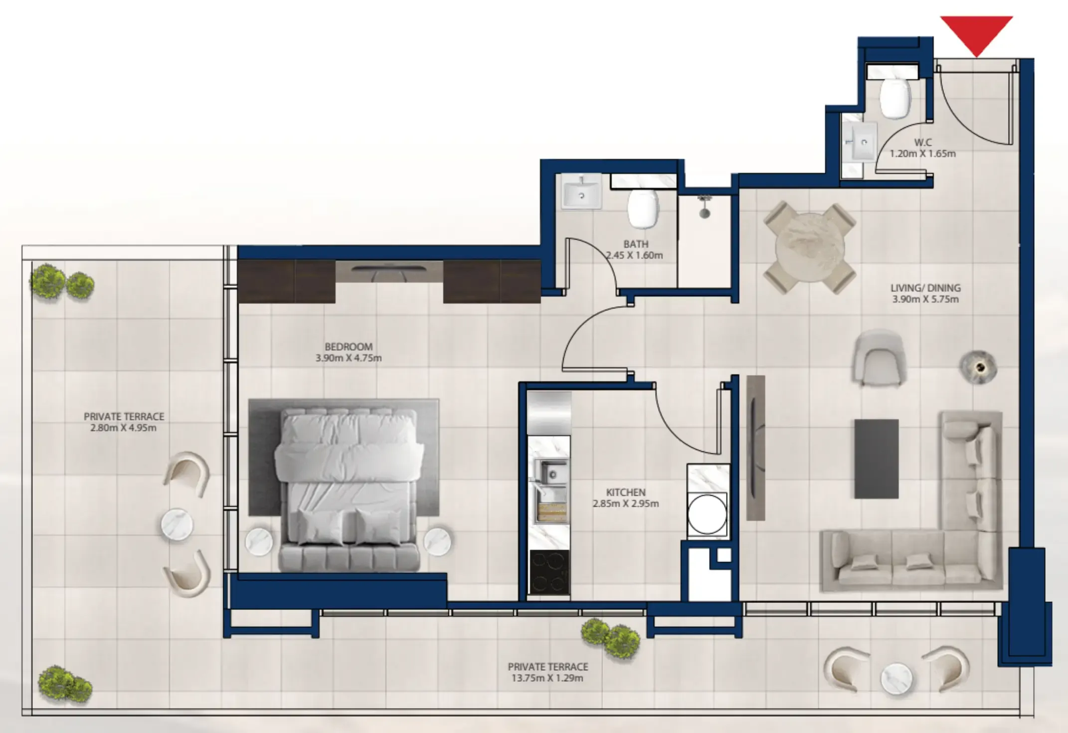 1 bedroom Apartments floor plan at Al Vista