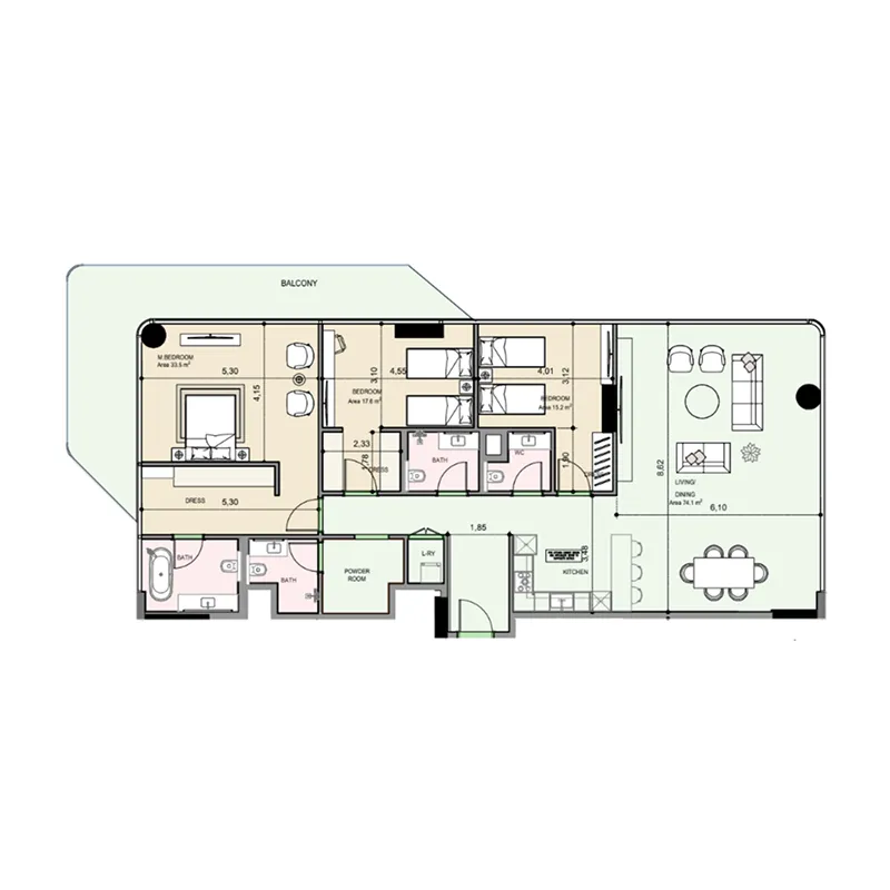 3 bedroom Apartments floor plan at Edgewater Residences 1, 2 and 3