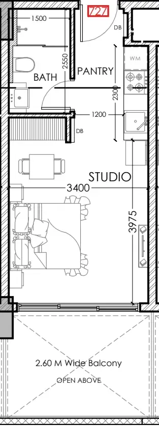0 bedroom Apartments floor plan at Al Haseen Residences 5
