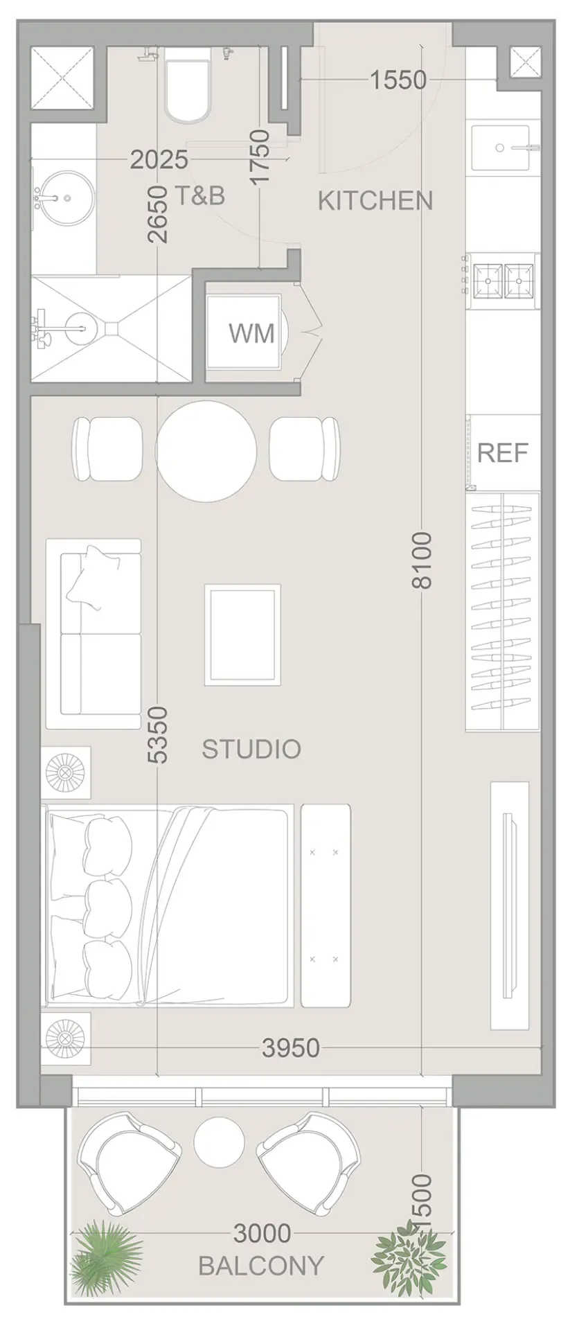 0 bedroom Apartments floor plan at 1WOOD Residence 2
