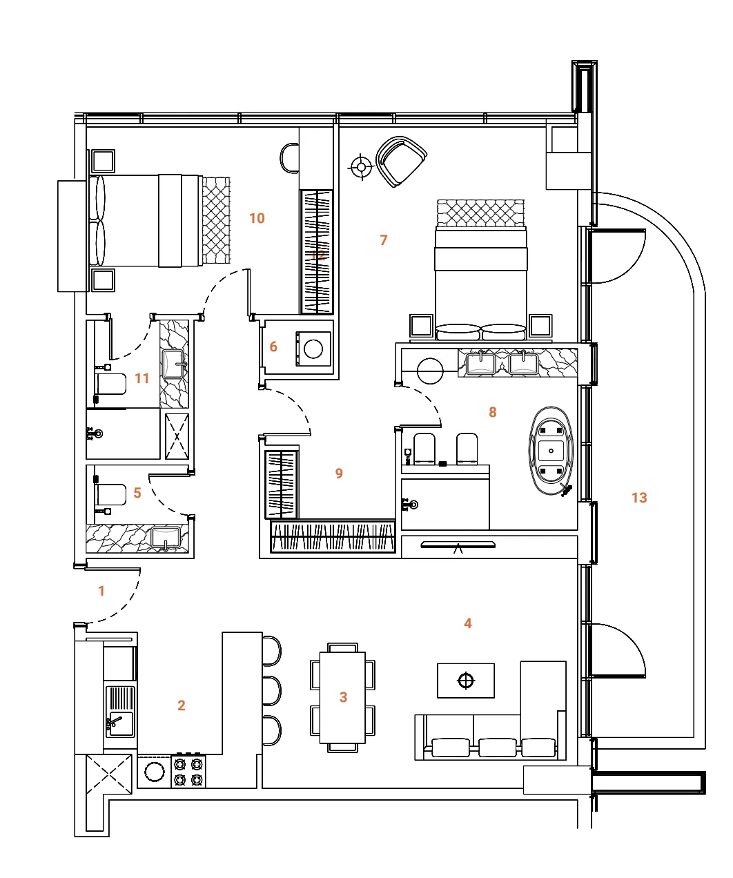 2 bedroom Apartments floor plan at The Orchard Place Towers A & B