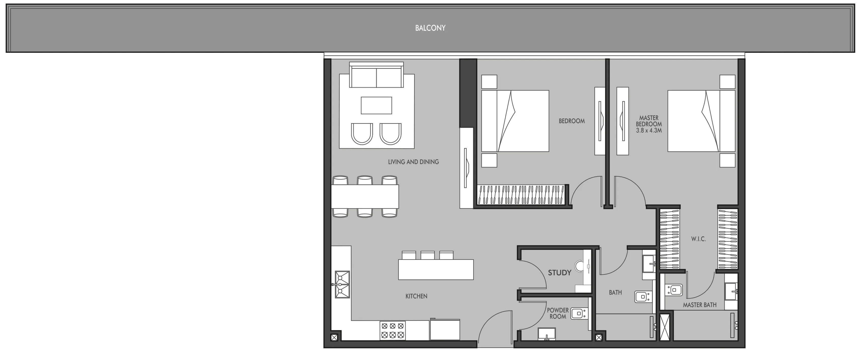 2 bedroom Apartments floor plan at Golf Place