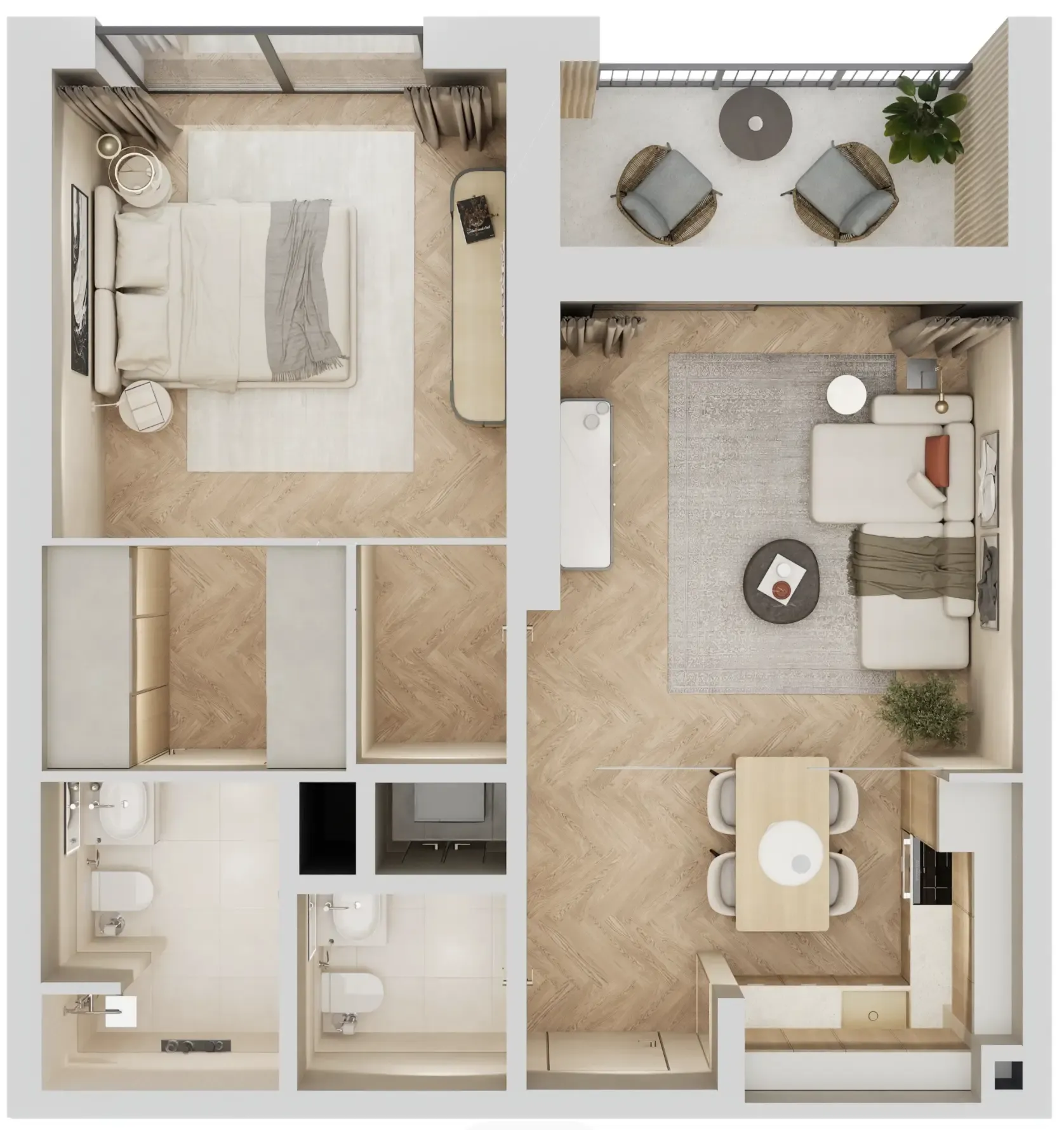 1 bedroom Apartments floor plan at Arisha Terraces
