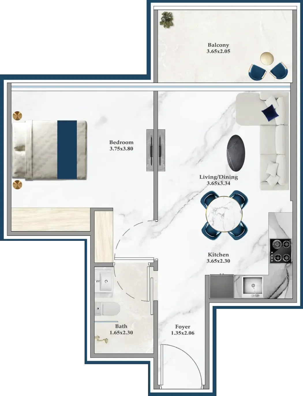 1 bedroom Apartments floor plan at Serenz