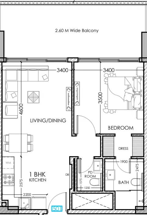 1 bedroom Apartments floor plan at Al Haseen Residences 5