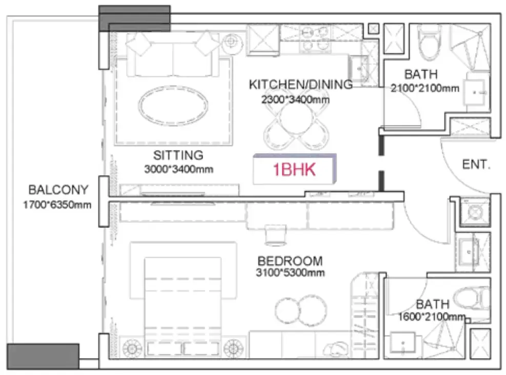 1 bedroom Apartments floor plan at Listone Residence