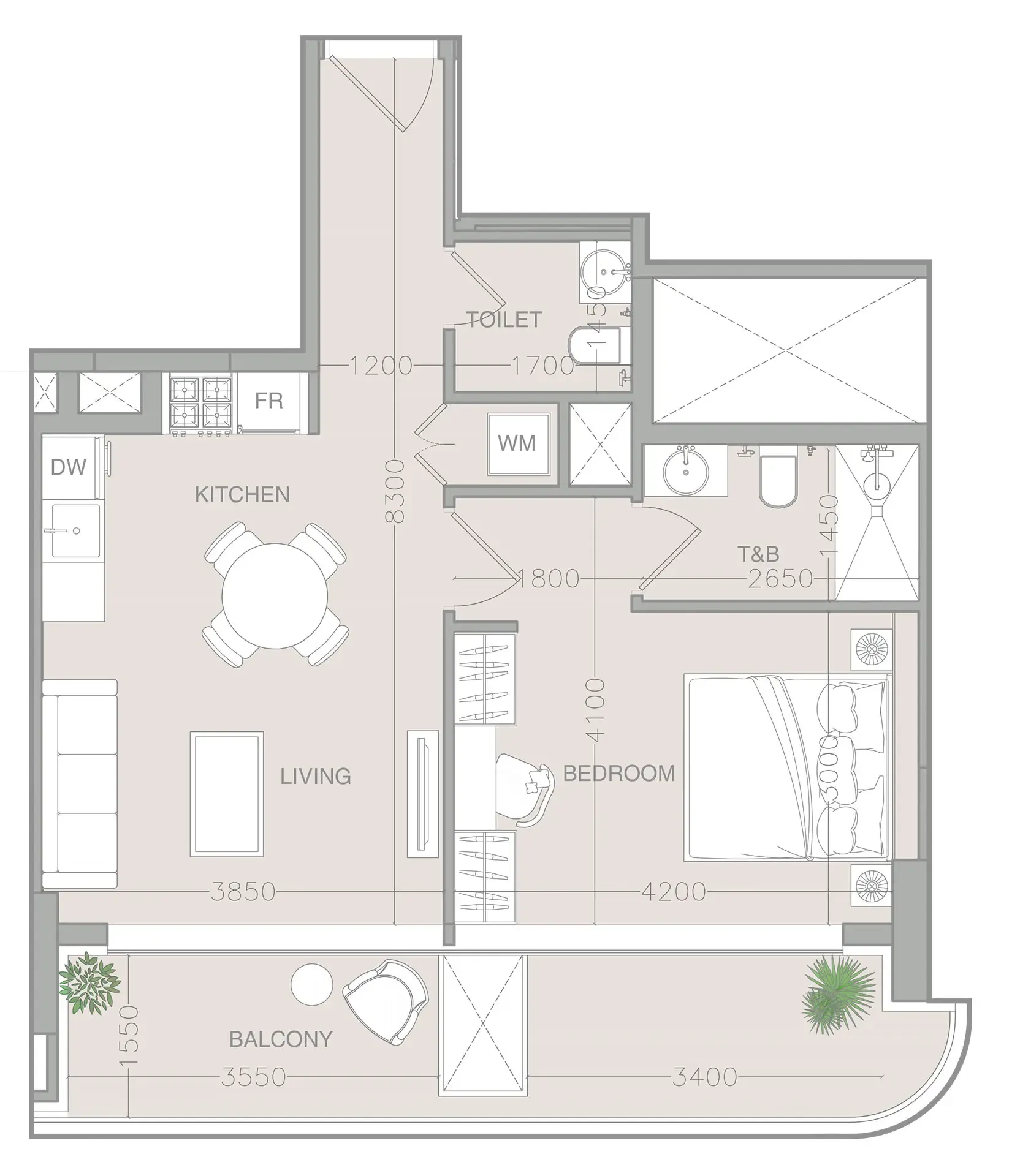 1 bedroom Apartments floor plan at ELAR1S Axis