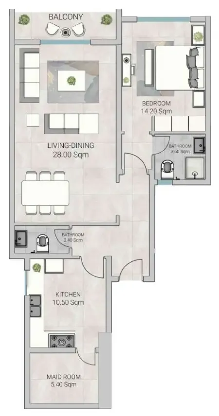 1 bedroom Apartments floor plan at Al Ameera Village 5