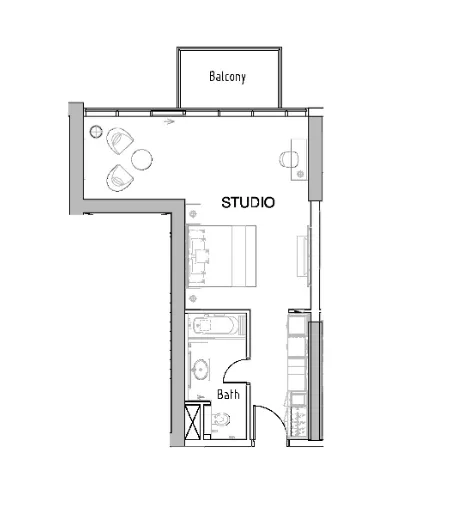 0 bedroom Apartments floor plan at Damac Hills - Radisson Dubai
