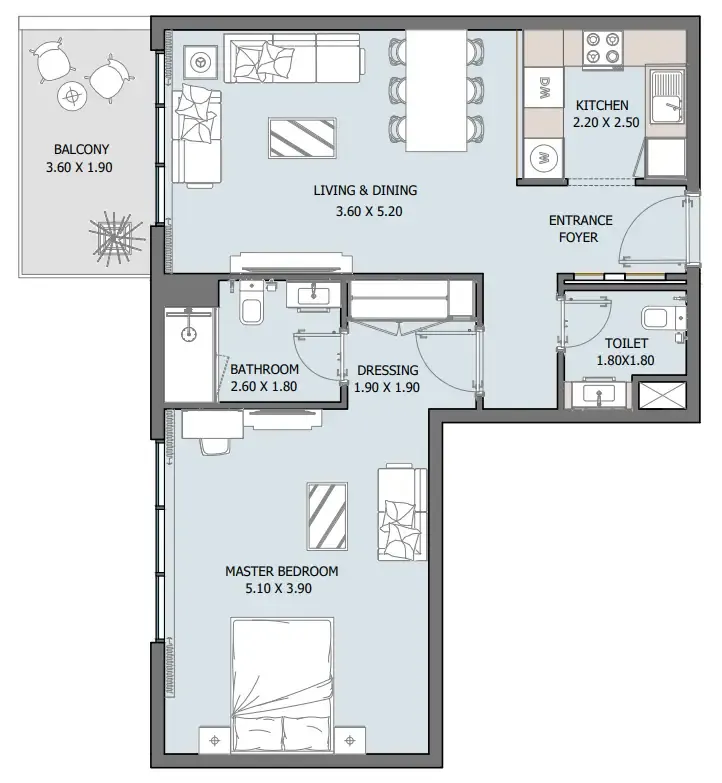 1 bedroom Apartments floor plan at Oceana