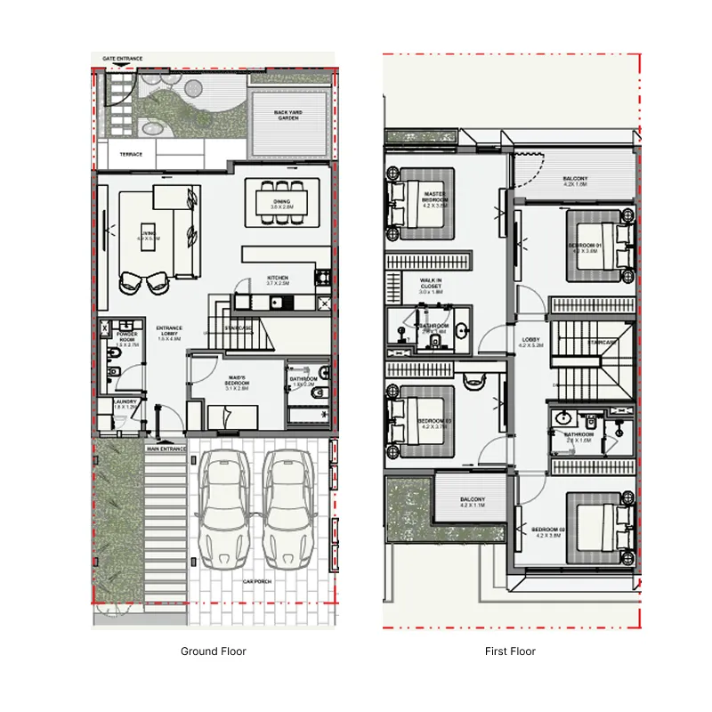 4.5 bedroom Townhouse floor plan at Azizi Florence