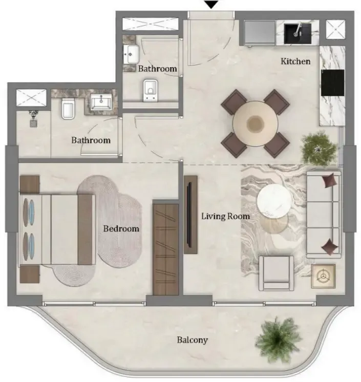 1 bedroom Apartments floor plan at Mirari Lagoon by Zoya