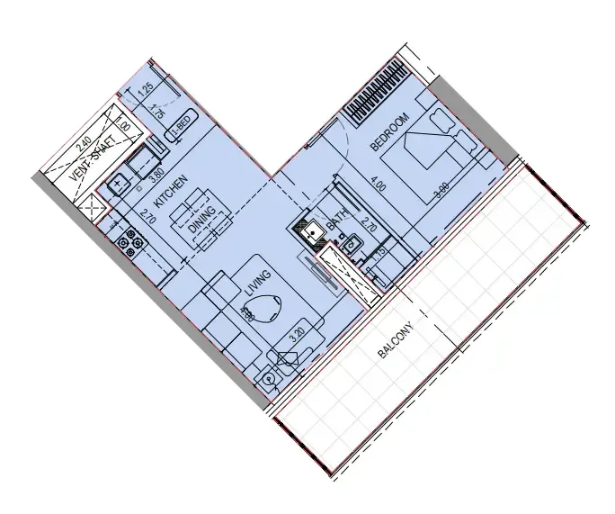 1 bedroom Apartments floor plan at Binghatti Sky Terraces