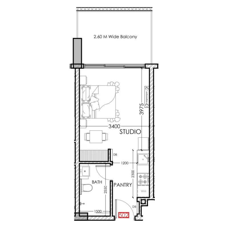 0 bedroom Apartments floor plan at Al Haseen Residences 5