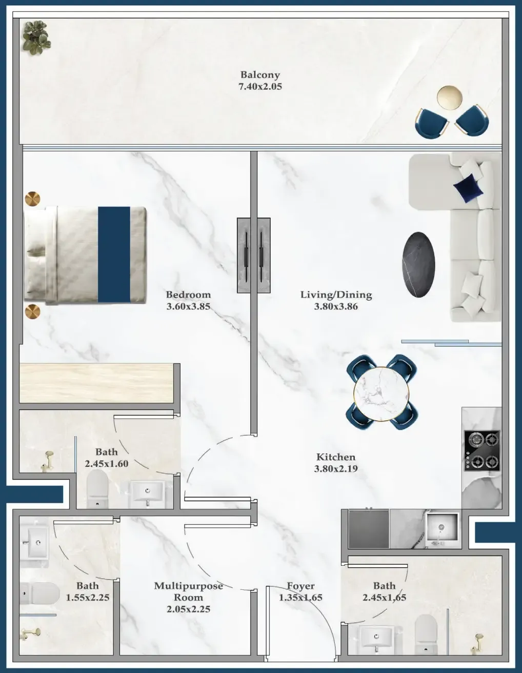 1 bedroom Apartments floor plan at Serenz