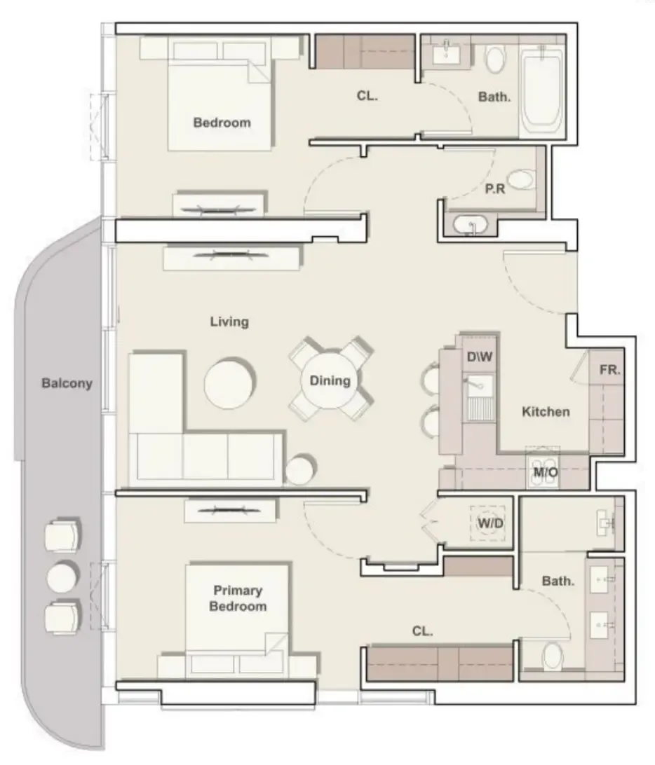 2 bedroom Apartments floor plan at Portside Square