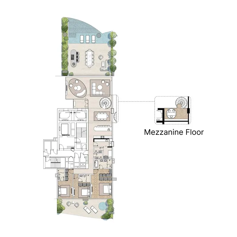 3 bedroom Penthouse floor plan at Casa AHS