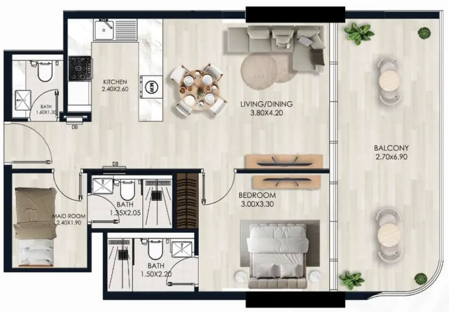 1.5 bedroom Apartments floor plan at Sera Gardens by Vision