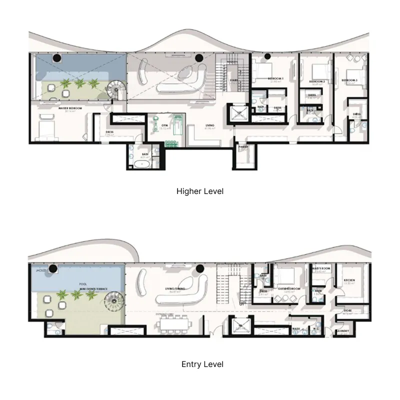 4 bedroom Duplex floor plan at Coralis Residences