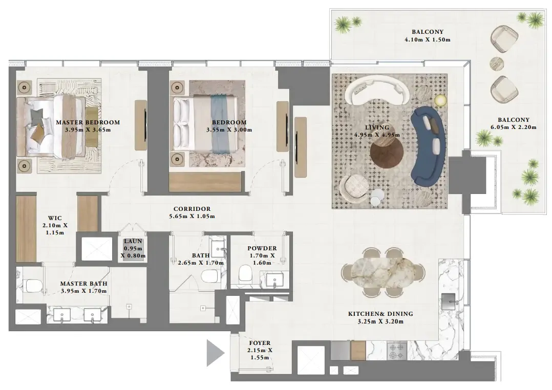 2 bedroom Apartments floor plan at Albero