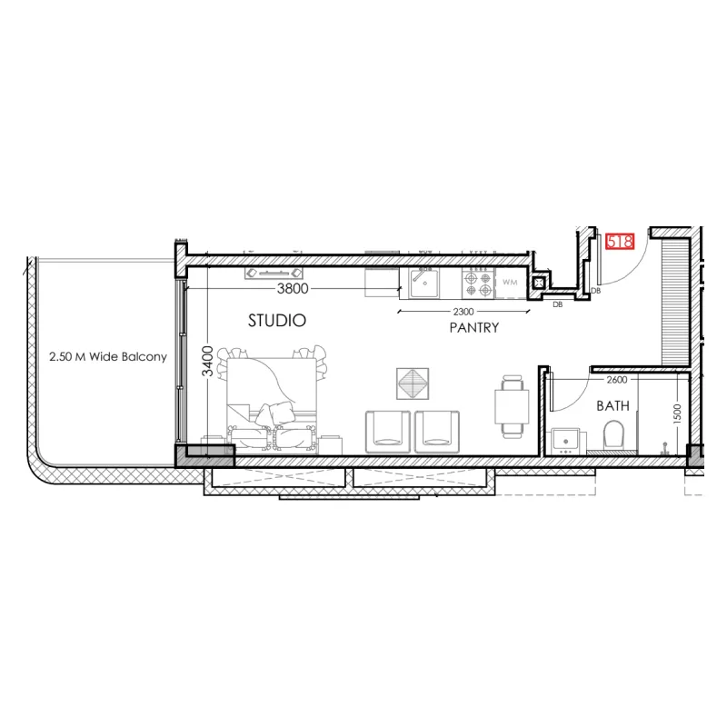 0 bedroom Apartments floor plan at Al Haseen Residences 5