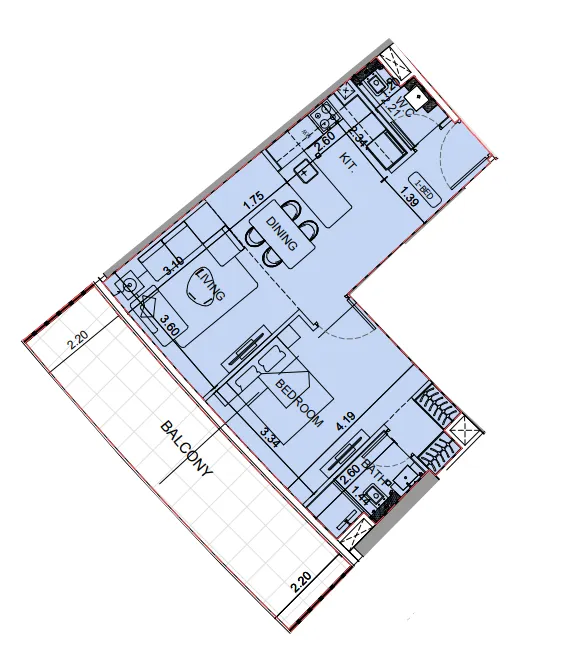 1 bedroom Apartments floor plan at Binghatti Aquarise