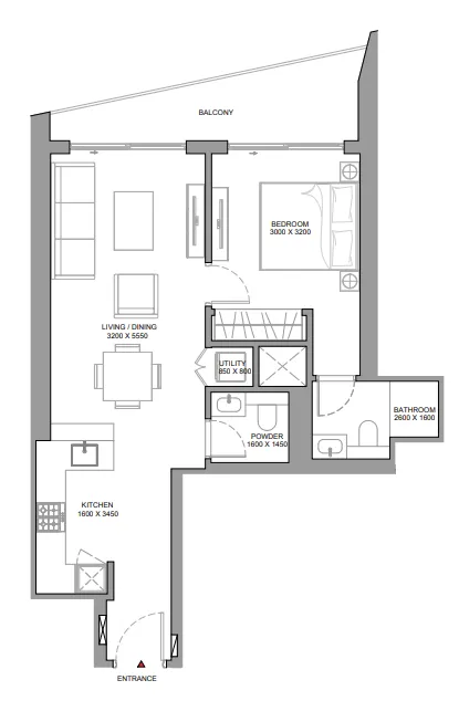 1 bedroom Apartments floor plan at The Serene at Sobha Central