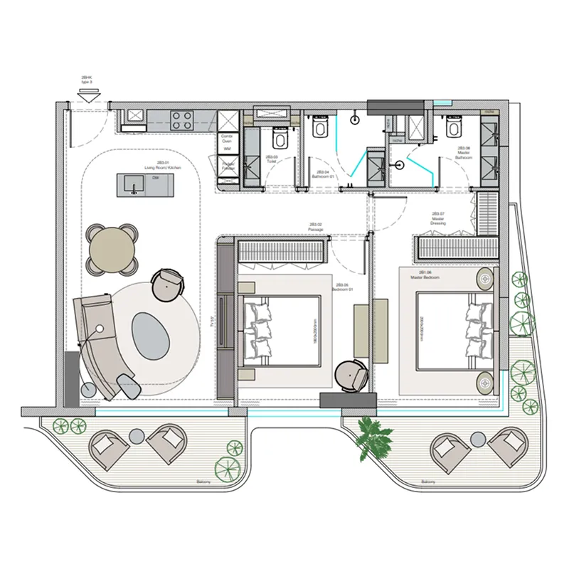 2 bedroom Apartments floor plan at Helvetia Verde