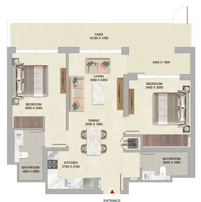 2 bedroom Apartments floor plan at The Woods at Sobha Sanctuary