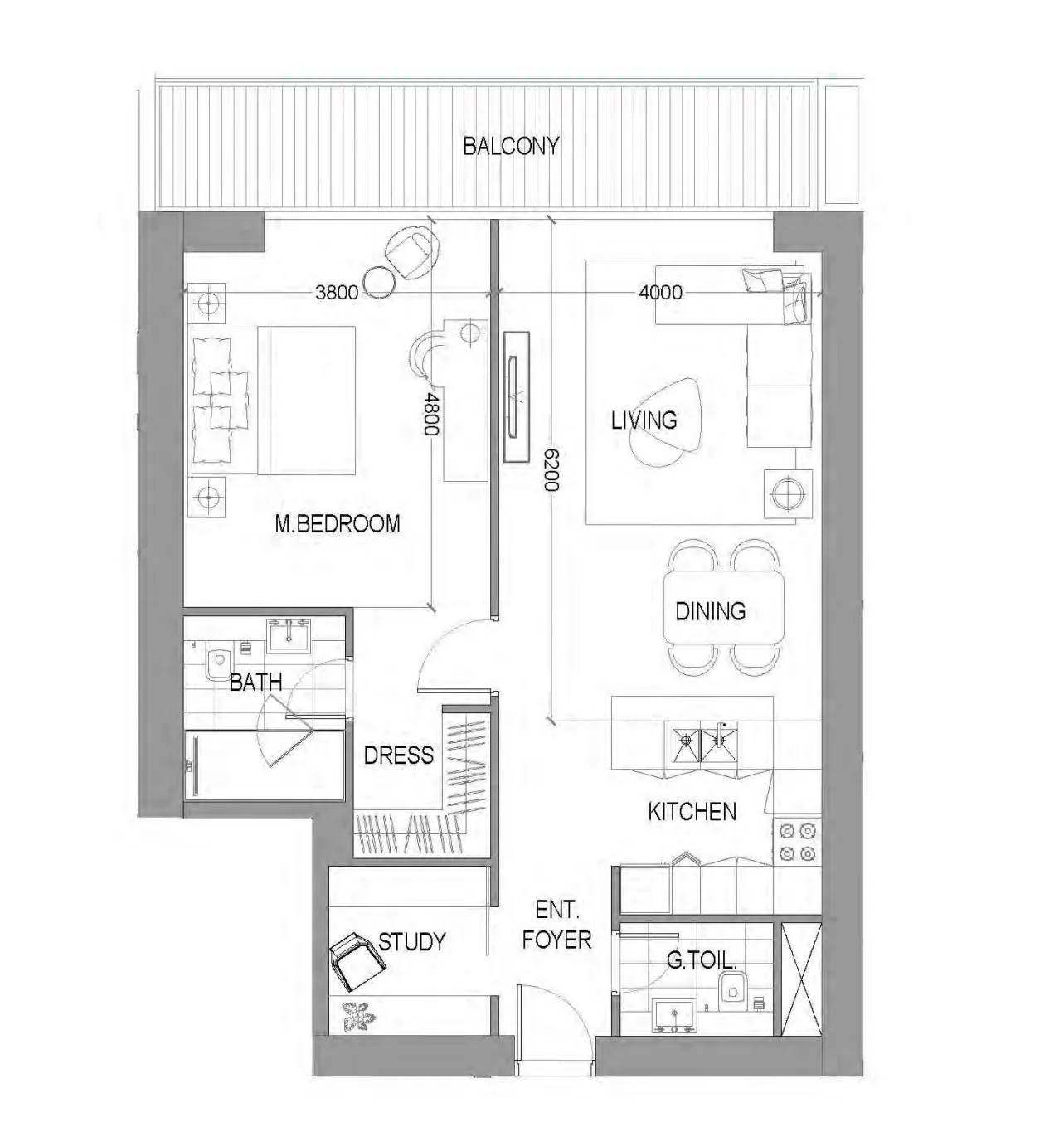 1 bedroom Apartments floor plan at Avior