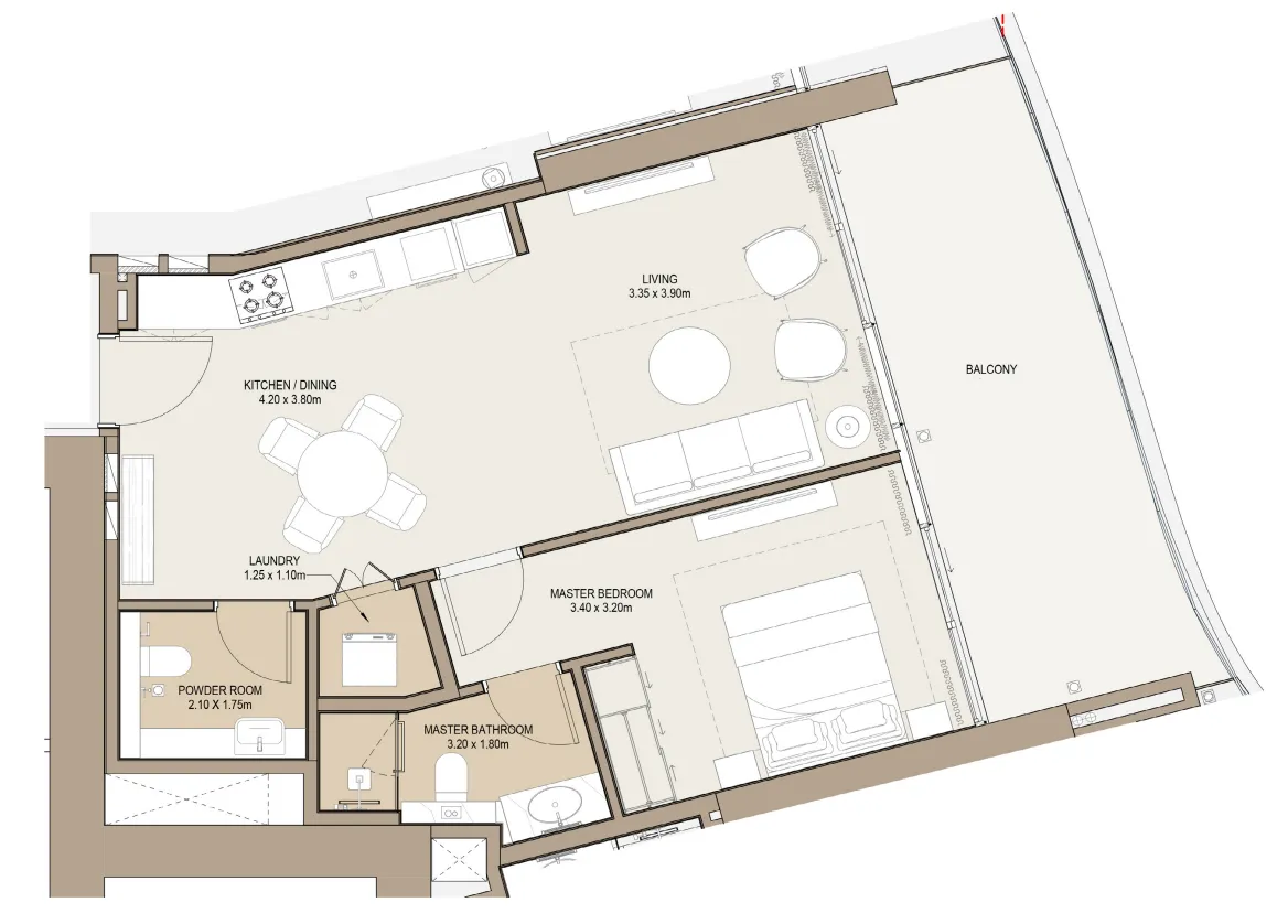 1 bedroom Apartments floor plan at Laguna Residence