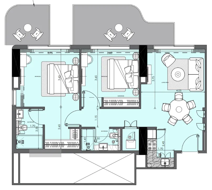 2 bedroom Apartments floor plan at Azizi Wasel