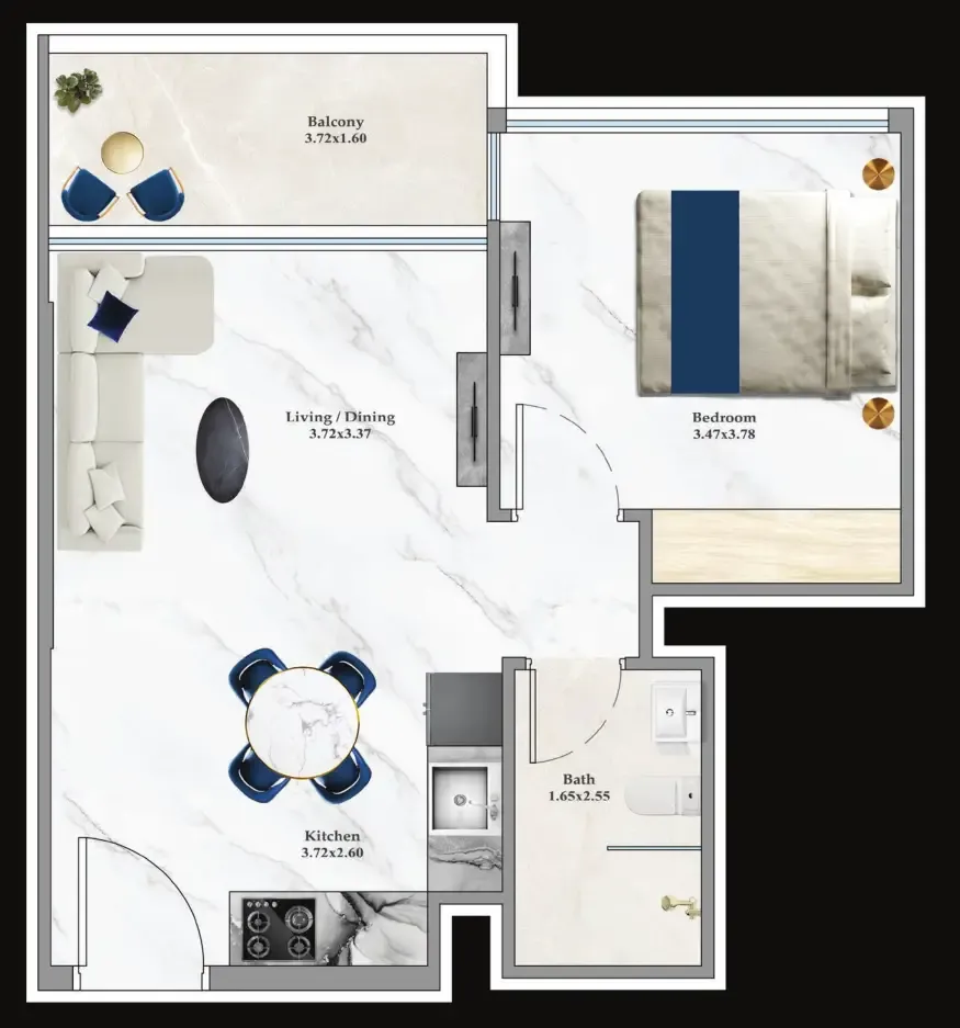 1 bedroom Apartments floor plan at Aspirz