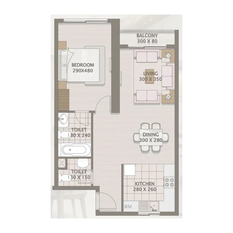 1 bedroom Apartments floor plan at Platinum Heights