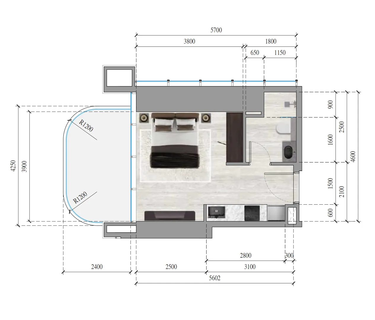 0 bedroom Apartments floor plan at Ananda Residences