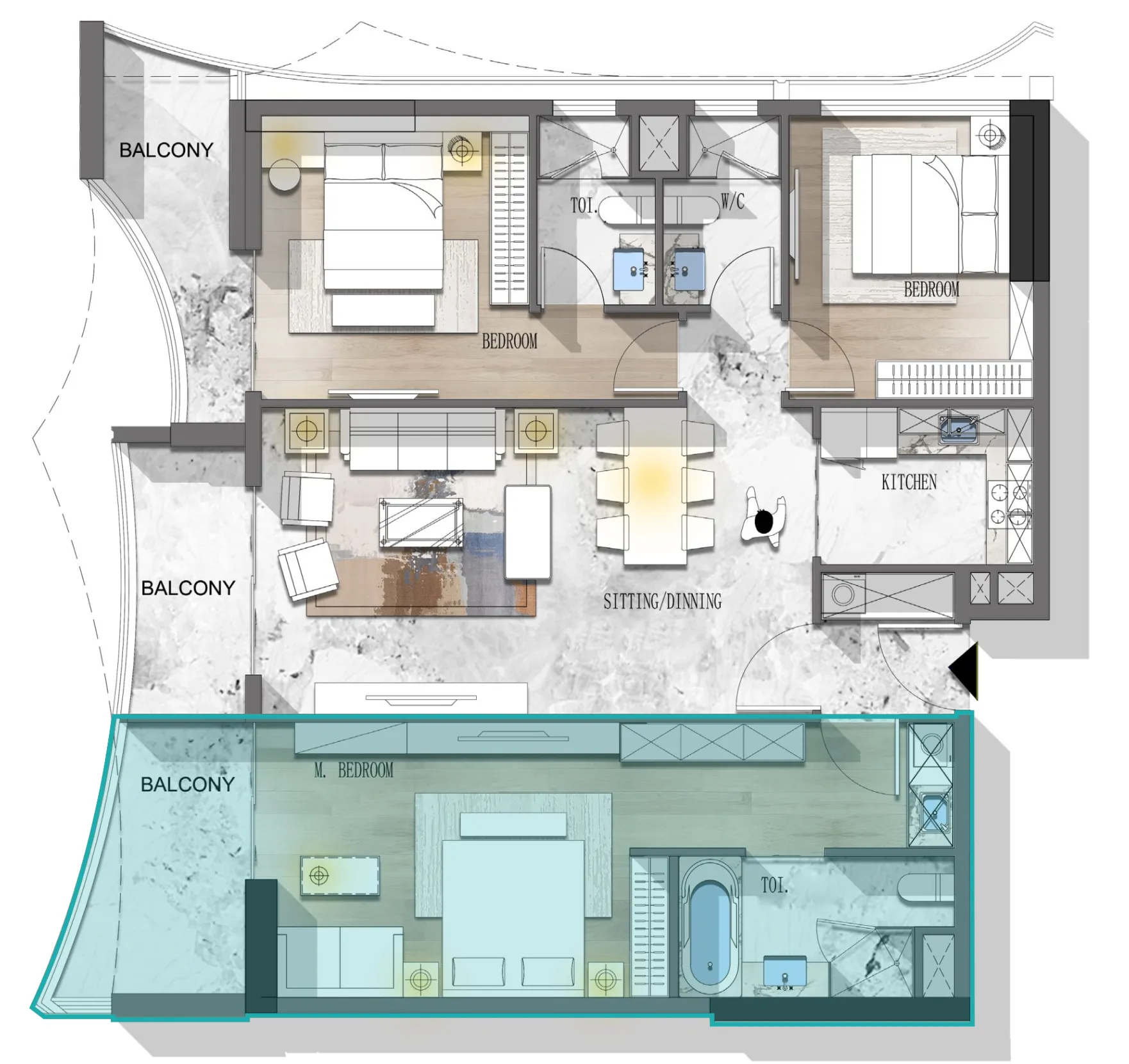 3 bedroom Apartments floor plan at Stamn Nautis Residences