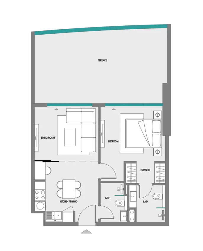 1 bedroom Apartments floor plan at Samana Greenfield 2