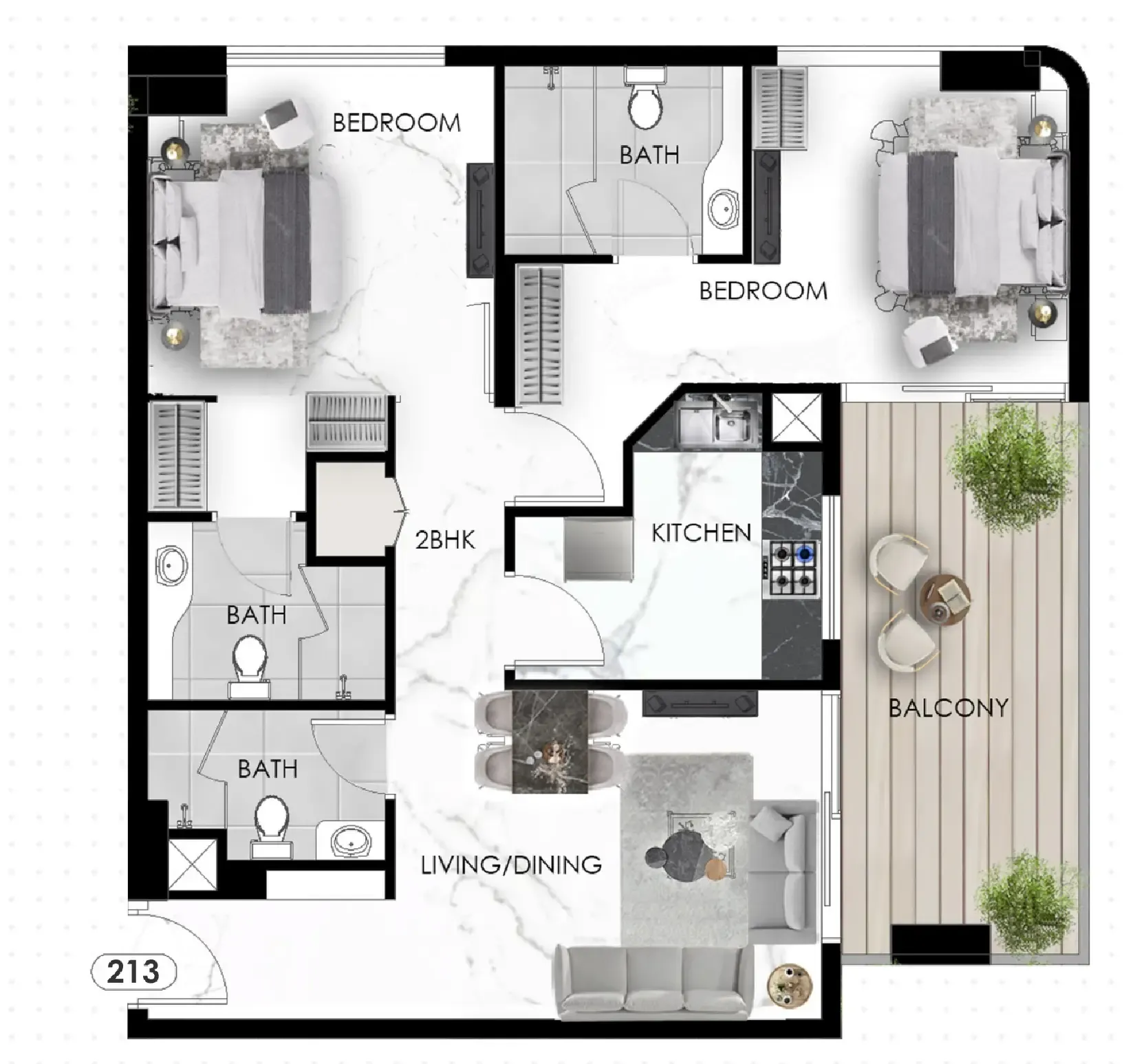 2 bedroom Apartments floor plan at The Eighty Three