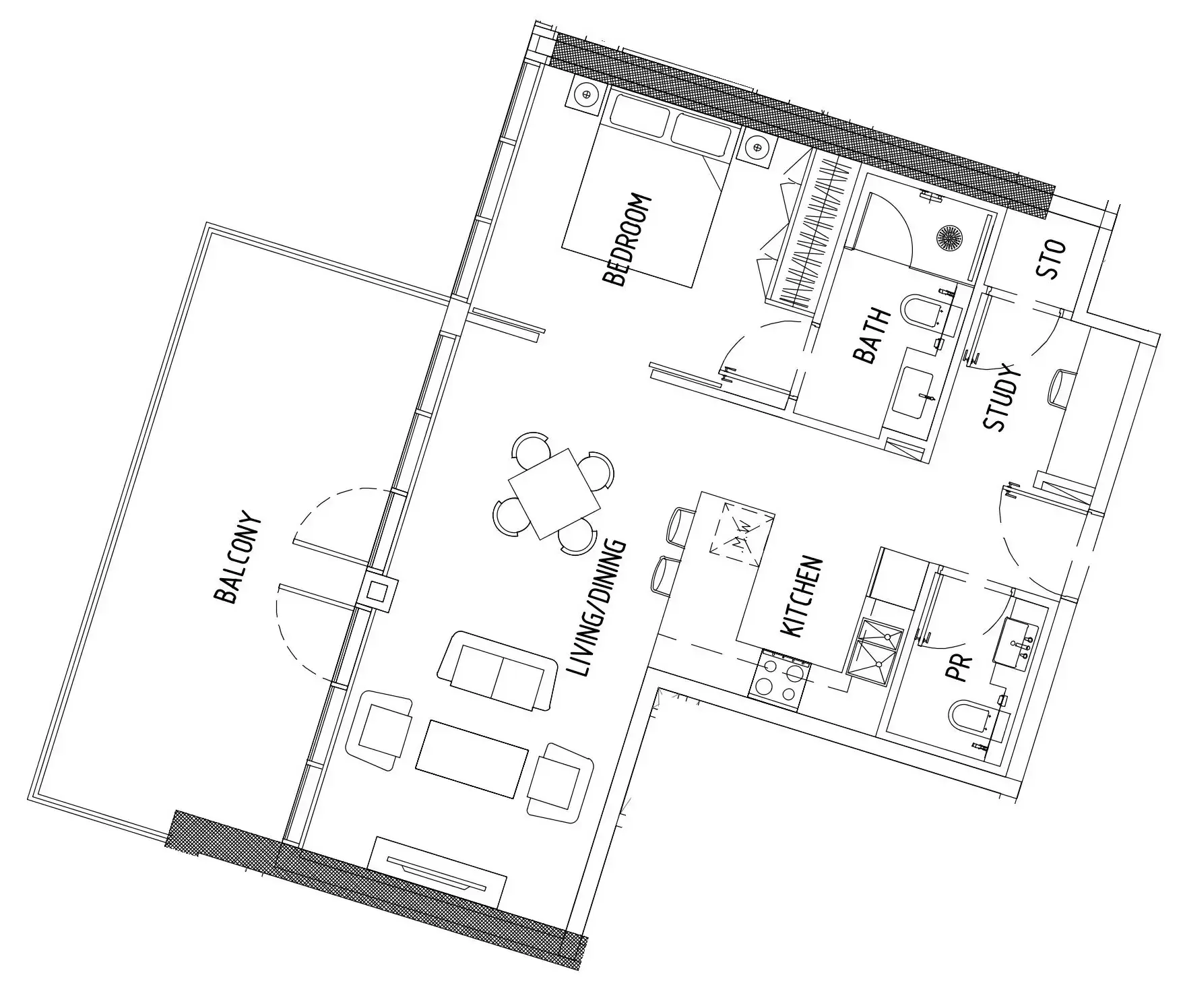 1 bedroom Apartments floor plan at Damac District