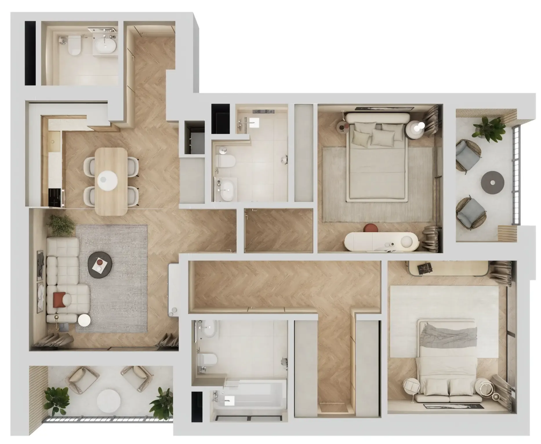 2 bedroom Apartments floor plan at Arisha Terraces