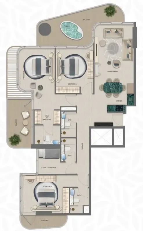 3 bedroom Apartments floor plan at Treppan Serenique Residences