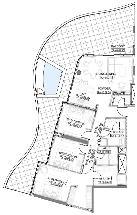3 bedroom Apartments floor plan at Laguna Residence