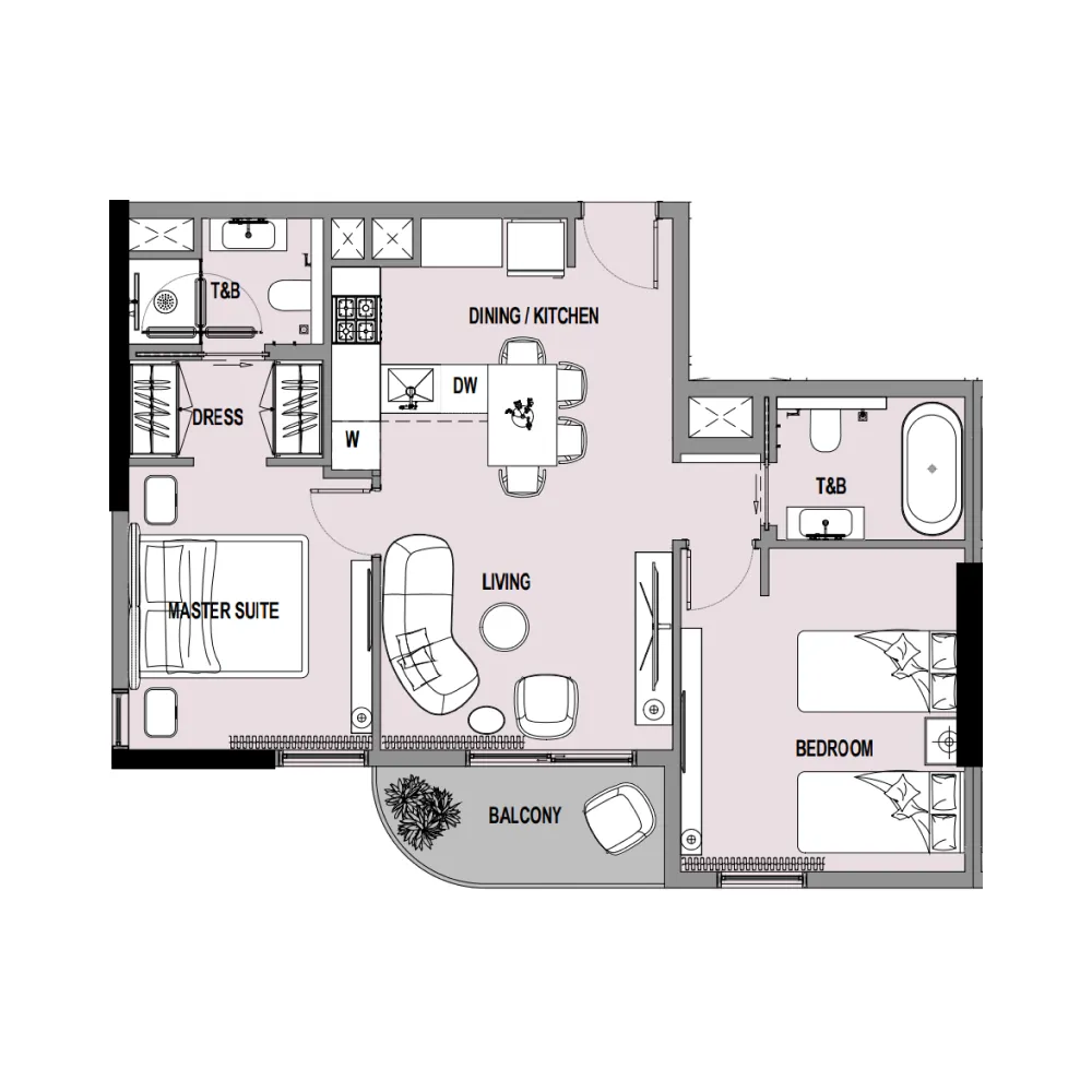 2 bedroom Apartments floor plan at Verso